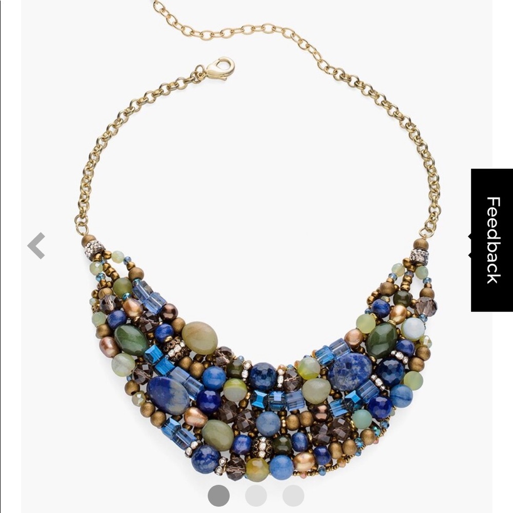 Chico’s BLUE AND GREEN BEADED BIB NECKLACE